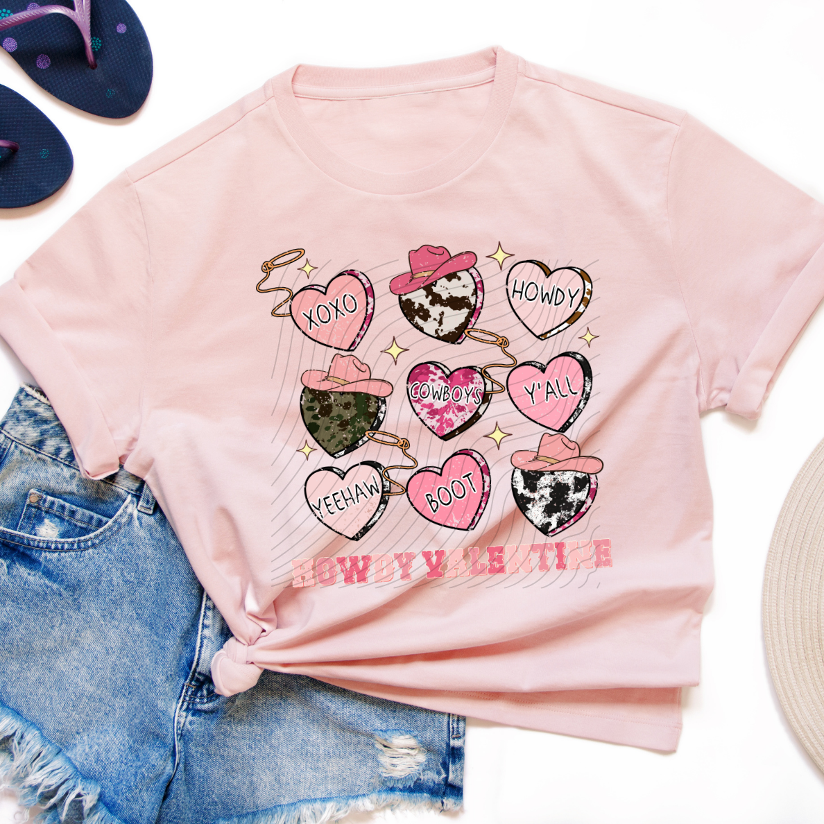 HOWDY VALENTINE HEARTS - DTF TRANSFER
