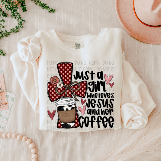 LOVES JESUS AND HER COFFEE - DTF TRANSFER
