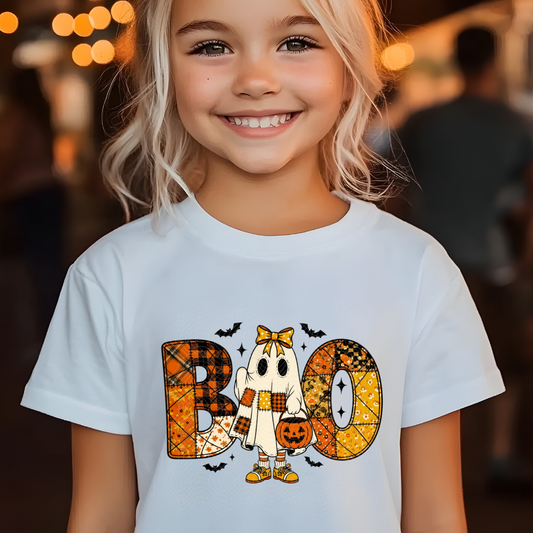 BOO PATCHWORK GIRL GHOST - DTF TRANSFER