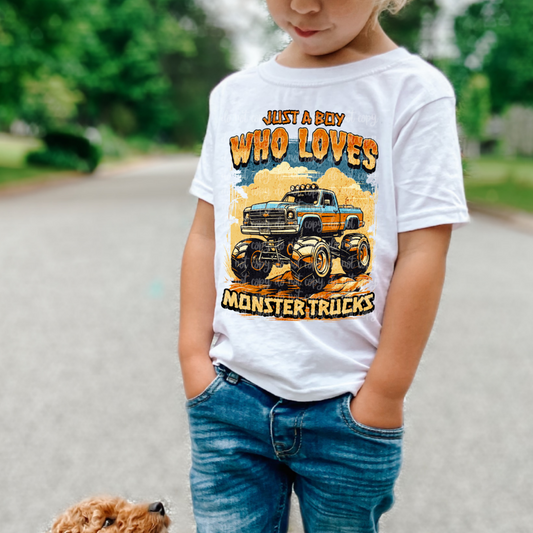 BOY WHO LOVES MONSTER TRUCKS - DTF TRANSFER