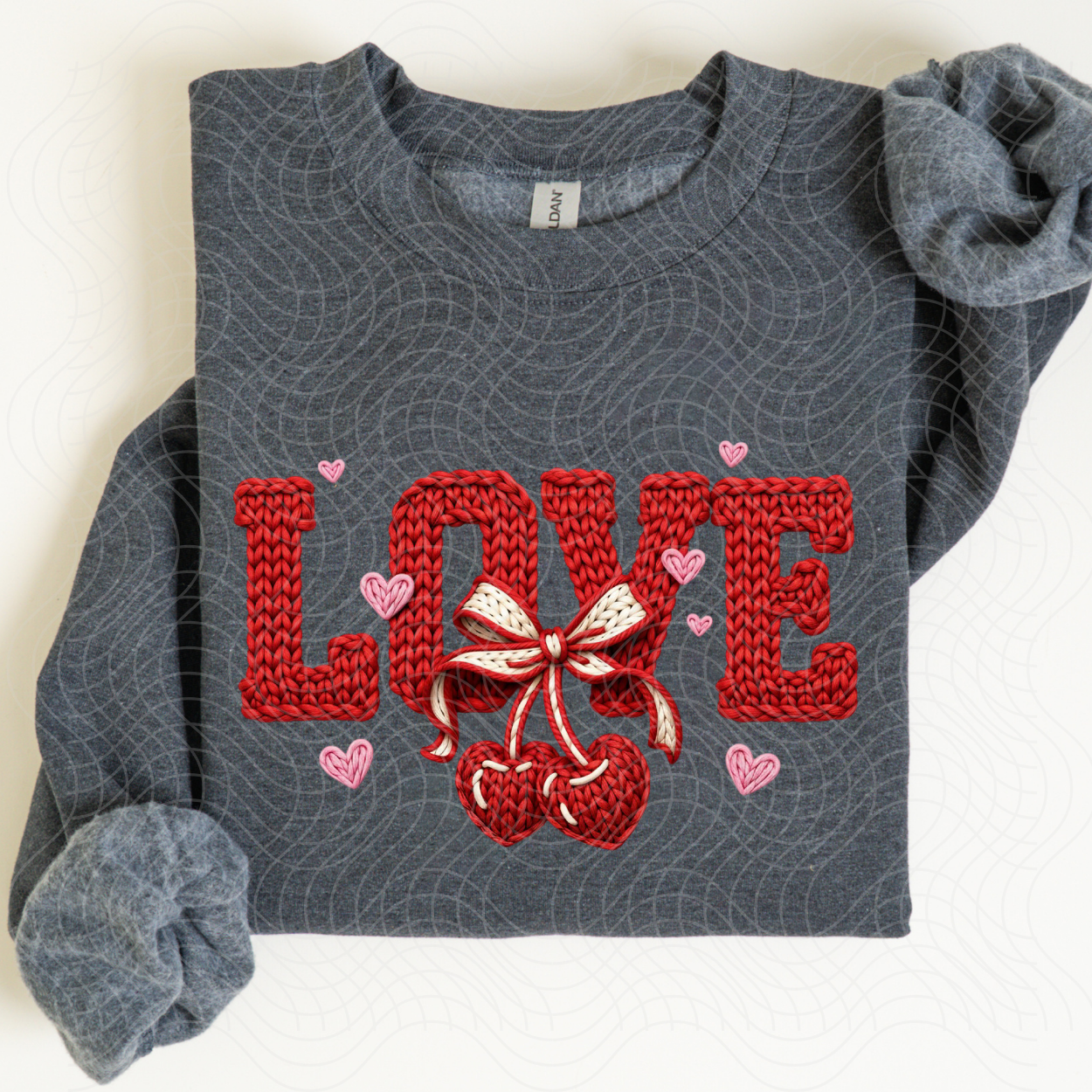 FAUX YARN LOVE CHERRIES - DTF TRANSFER