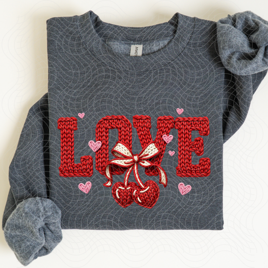 FAUX YARN LOVE CHERRIES - DTF TRANSFER
