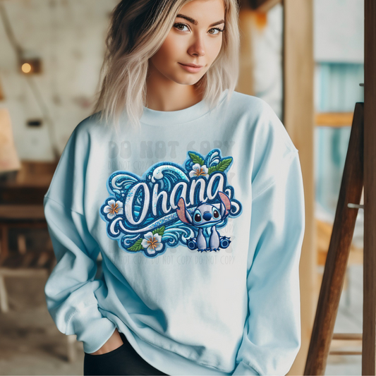 OHANA FAUX EMBROIDERY - DTF TRANSFER