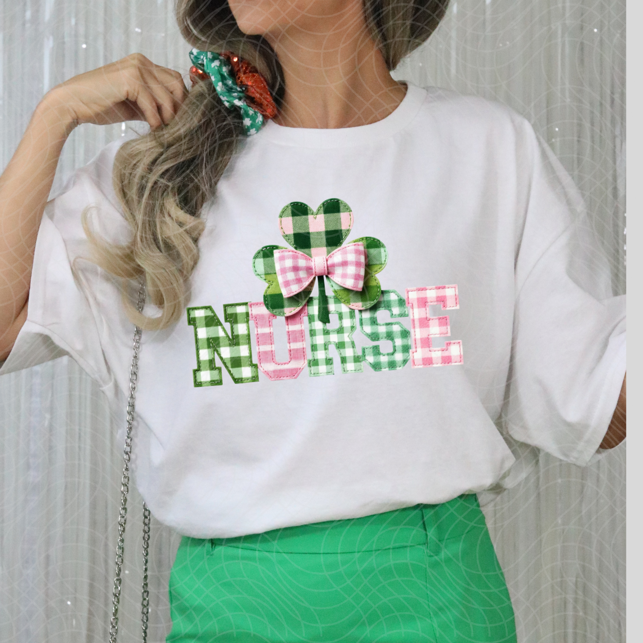 PLAID ST PATTYS NURSE - DTF TRANSFER
