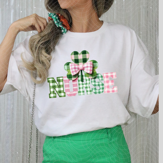 PLAID ST PATTYS NURSE - DTF TRANSFER