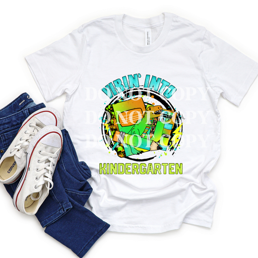 VIBIN' INTO KINDERGARTEN GREEN DINO - DTF TRANSFER