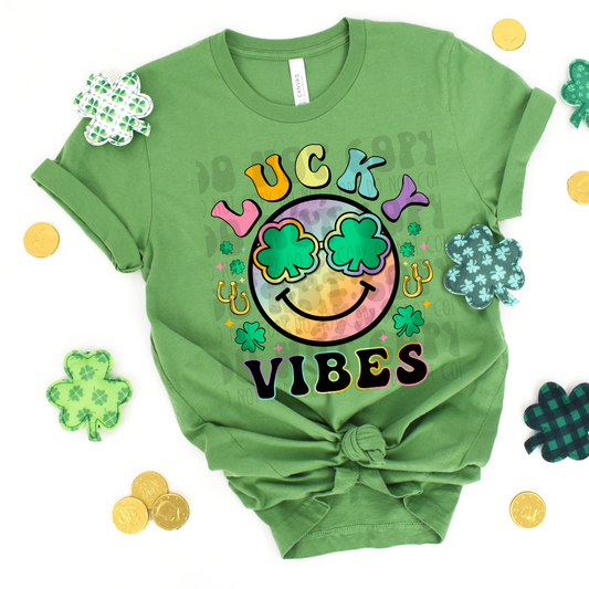 LUCKY VIBES SMILEY COLORFUL NO DISTRESS - DTF TRANSFER