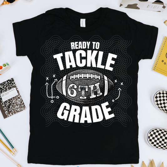 TACKLE SIXTH GRADE, WHT - DTF TRANSFER