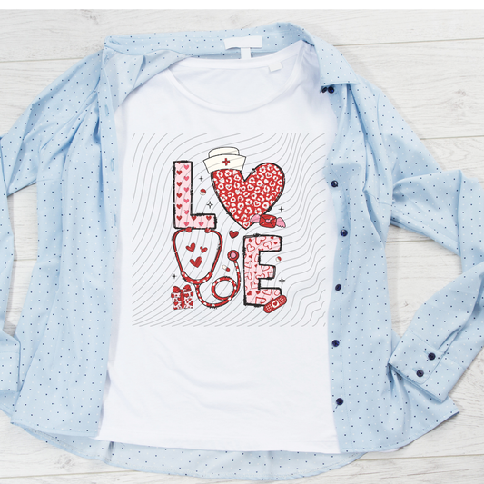 LOVE MEDICAL HEARTS, DISTRESSED - DTF TRANSFER