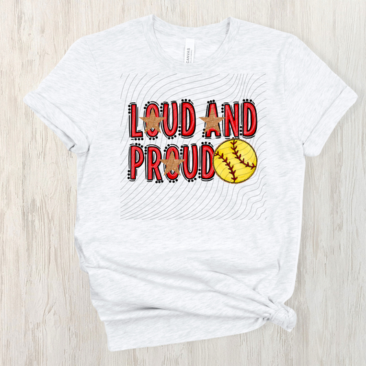 SOFTBALL LOUD AND PROUD, RED - DTF TRANSFER