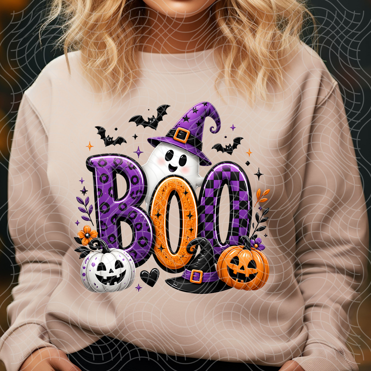BOO PURPLE AND ORANGE - DTF TRANSFER