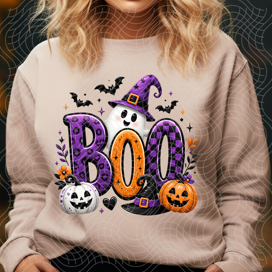 BOO PURPLE AND ORANGE - DTF TRANSFER