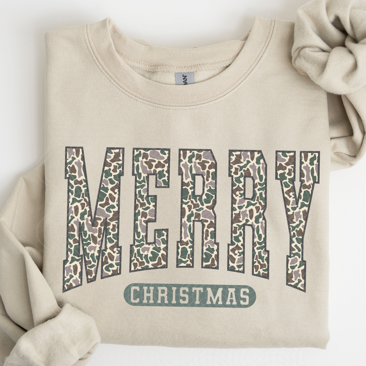 MERRY CHRISTMAS VARSITY CAMO - DTF TRANSFER