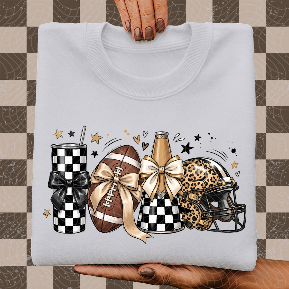 CHECKERED FOOTBALL ELEMENTS - DTF TRANSFER