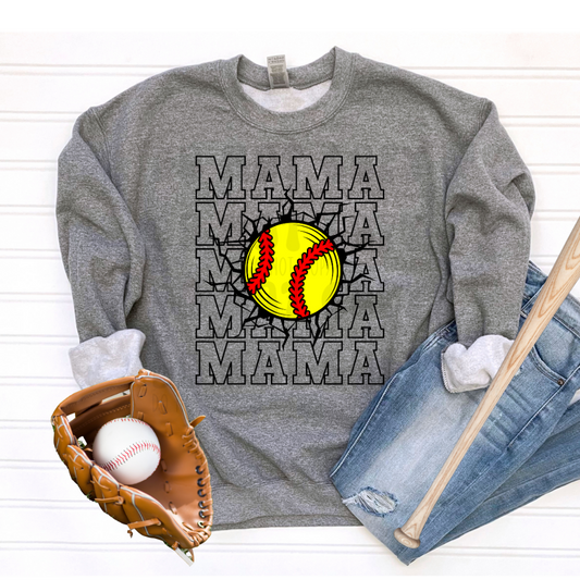 MAMA STACKED SOFTBALL - DTF TRANSFER