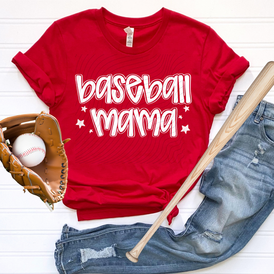 GROOVY BASEBALL MAMA WHT - DTF TRANSFER