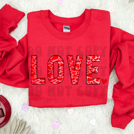 LOVE RED LEOPARD - DTF TRANSFER