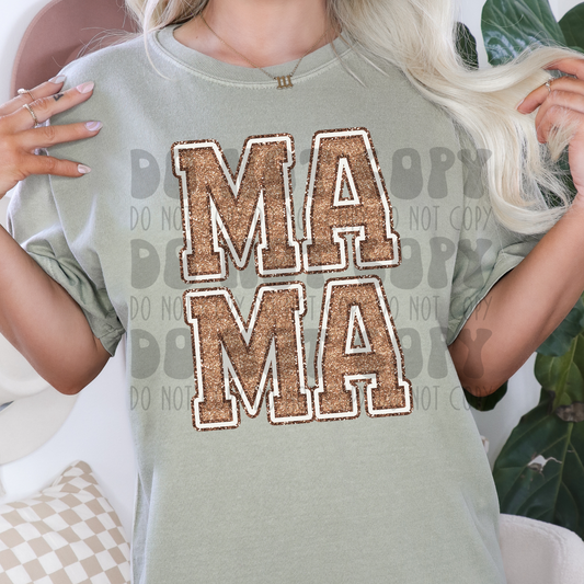 BROWN/GOLD MAMA - FAUX GLITTER - DTF TRANSFER
