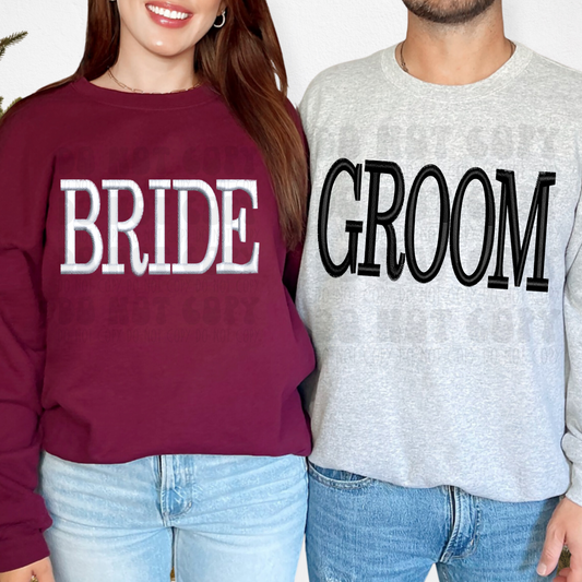 GROOM BLK FAUX EMBROIDERY - DTF TRANSFER