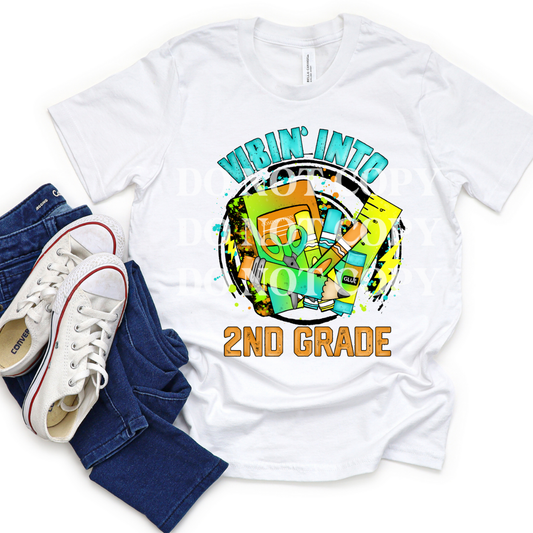 VIBIN' INTO FIRST GRADE GREEN DINO - DTF TRANSFER