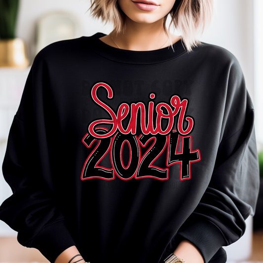 SENIOR 2024 RED/BLACK - DTF TRANSFER