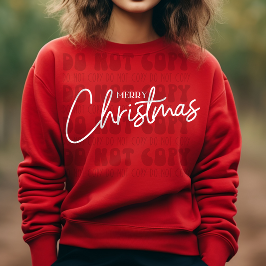 MERRY CHRISTMAS SCRIPT WHITE - DTF TRANSFER