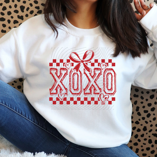 XO XO HEARTS & CHECKERED RED - DTF TRANSFER