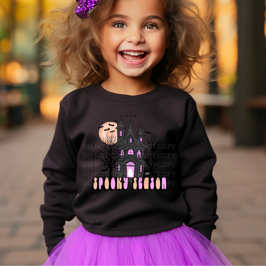 SPOOKY SEASON HAUNTED HOUSE PINK - DTF TRANSFER