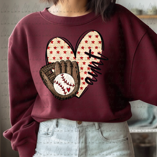 BASEBALL AUNT HEART - DTF TRANSFER