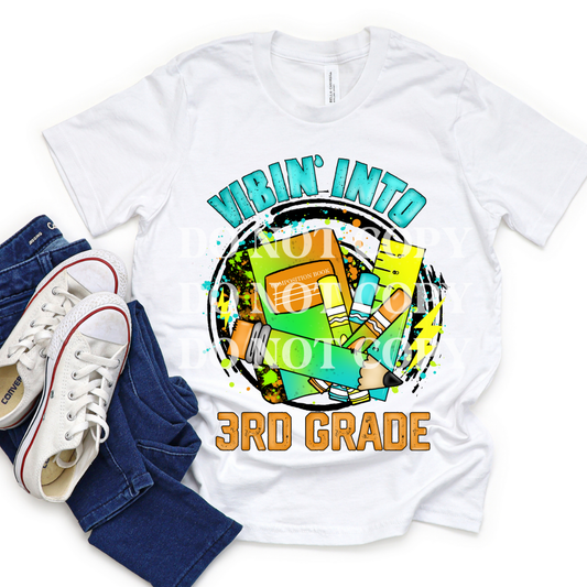 VIBIN' INTO THIRD GRADE GREEN DINO - DTF TRANSFER