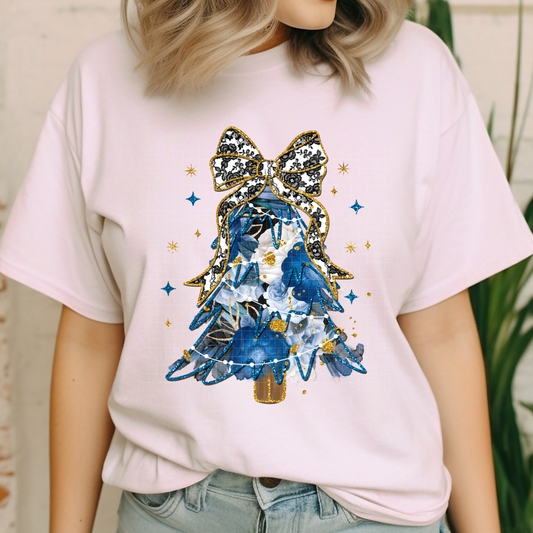 BLUE FLORAL TREE - DTF TRANSFER