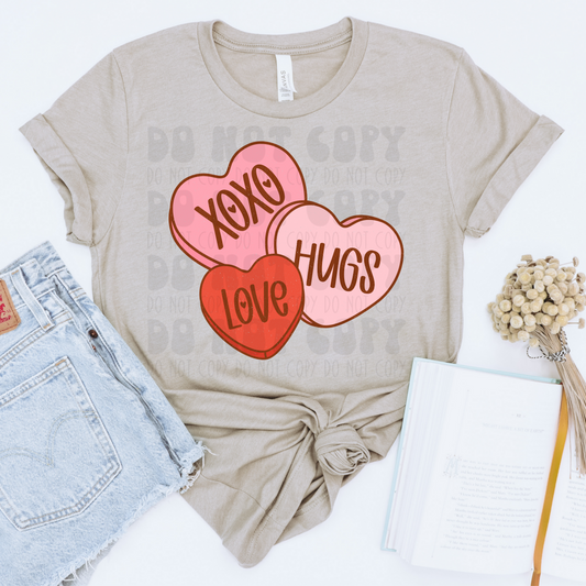 XO HUGS LOVE HEARTS - DTF TRANSFER
