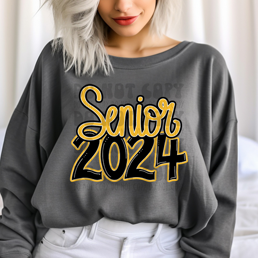 SENIOR 2024 YELLOW/BLACK - DTF TRANSFER