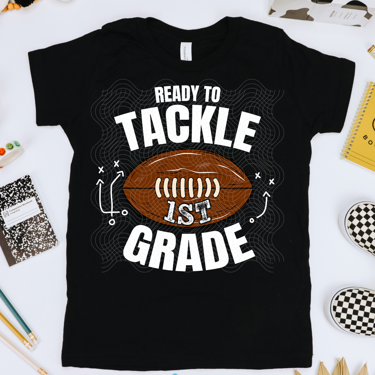 TACKLE FIRST GRADE, WHT & COLOR - DTF TRANSFER