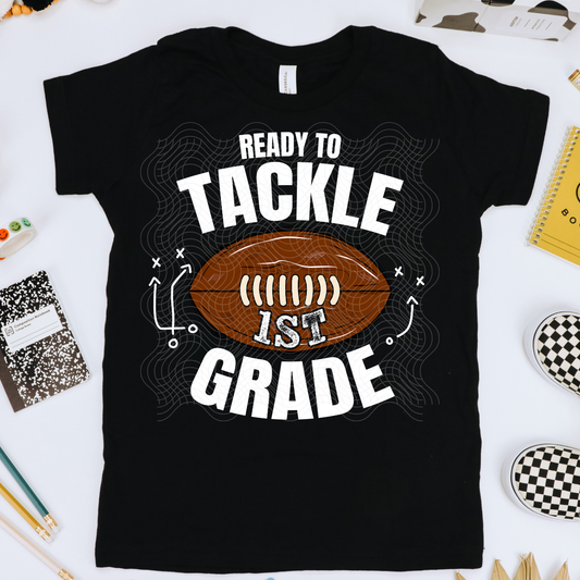 TACKLE FIRST GRADE, WHT & COLOR - DTF TRANSFER