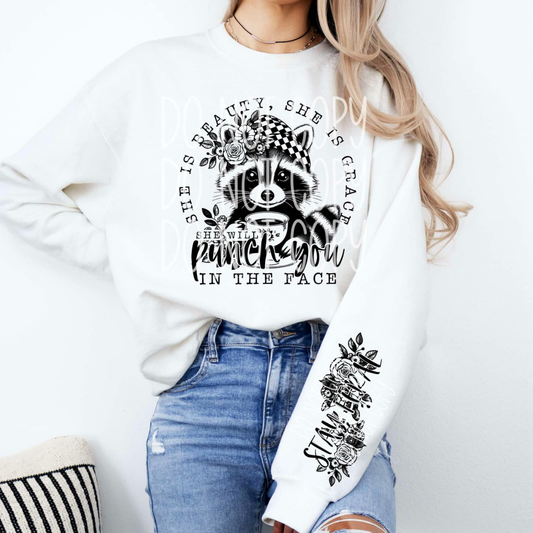 SHE WILL PUNCH YOU IN THE FACE W/ SLEEVE - DTF TRANSFER