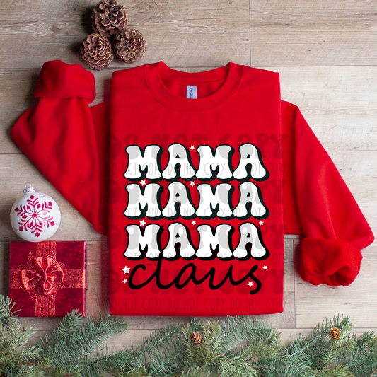 MAMA CLAUS STACKED BLACK/WHITE - DTF TRANSFER