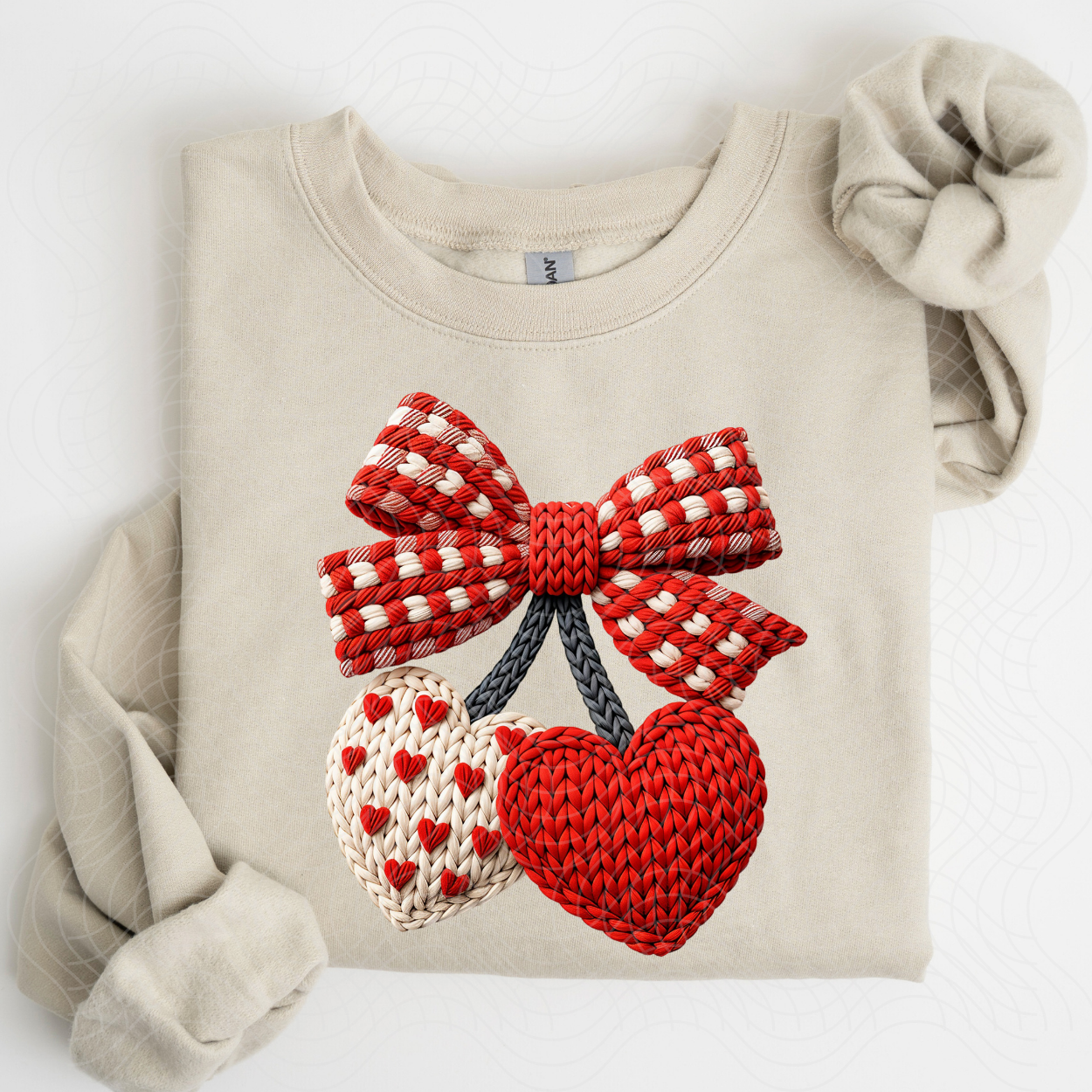 FAUX YARN HEART CHERRIES - DTF TRANSFER