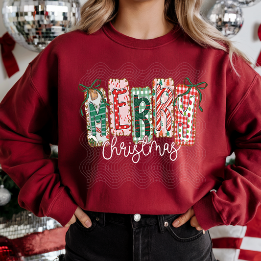 MERRY CHRISTMAS WHITE TEXT - DTF TRANSFER