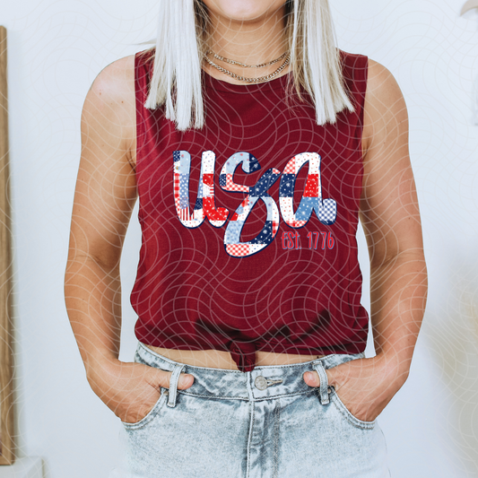 USA PATCHWORK SCRIPT - DTF TRANSFER