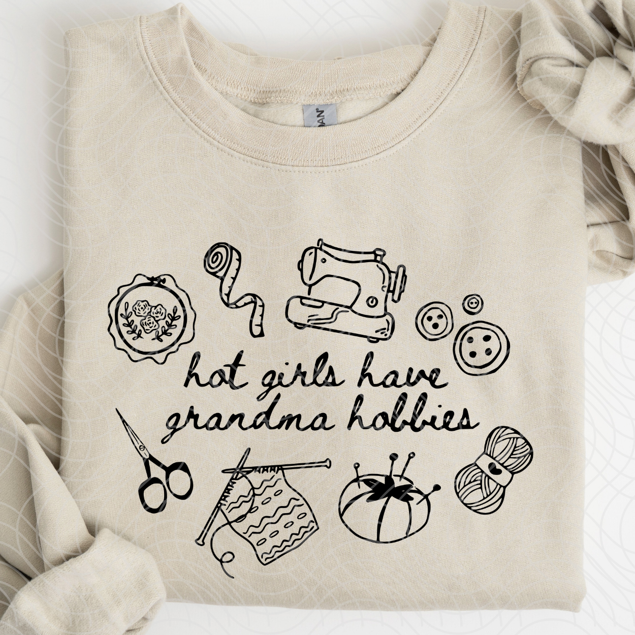 HOT GIRLS GRANDMA HOBBIES, BLK TEXT - DTF TRANSFER