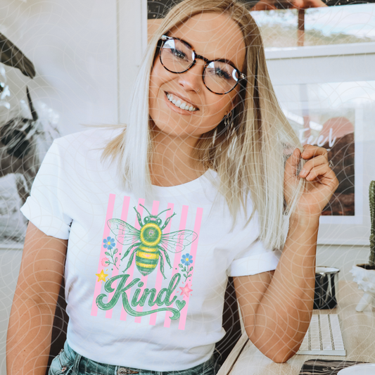 BEE KIND PINK STRIPE - DTF TRANSFER