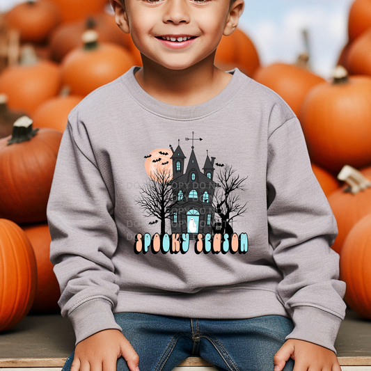 SPOOKY SEASON HAUNTED HOUSE BLUE - DTF TRANSFER