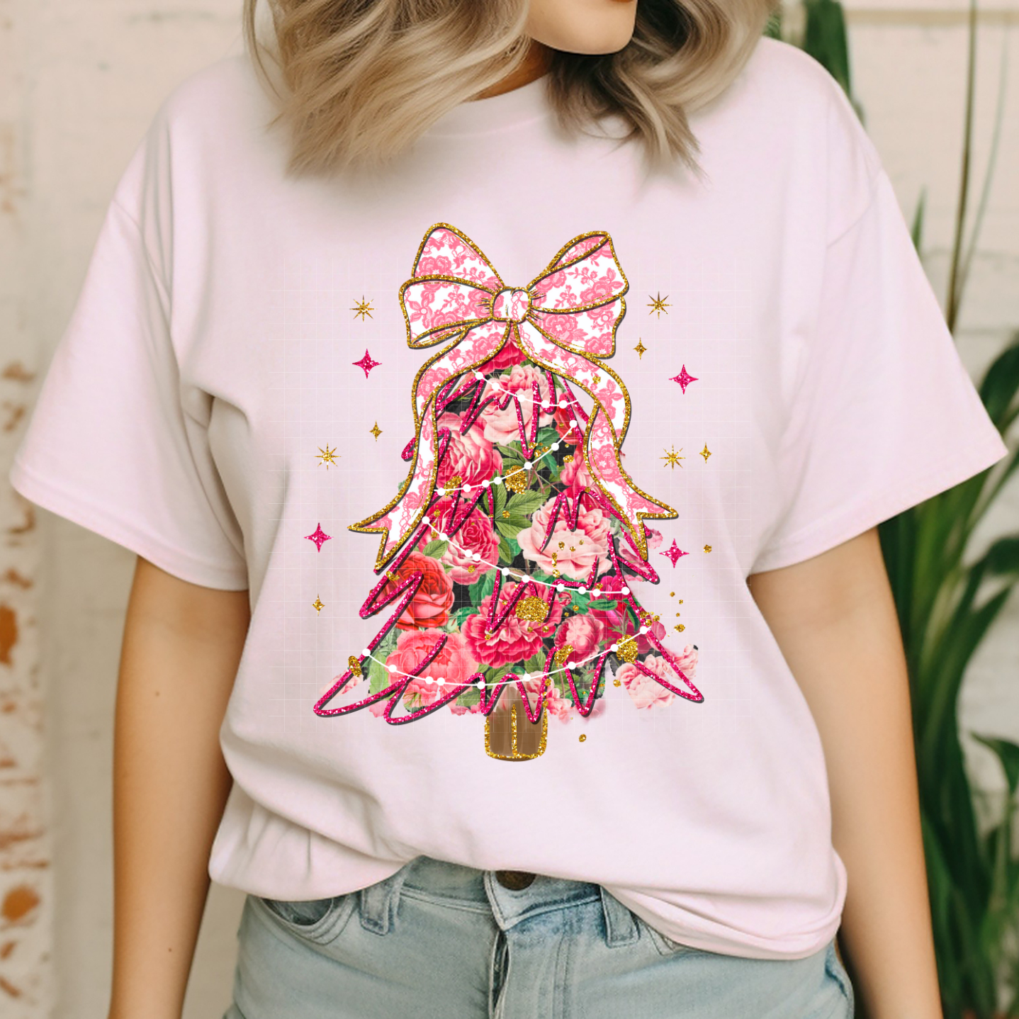 PINK FLORAL TREE - DTF TRANSFER