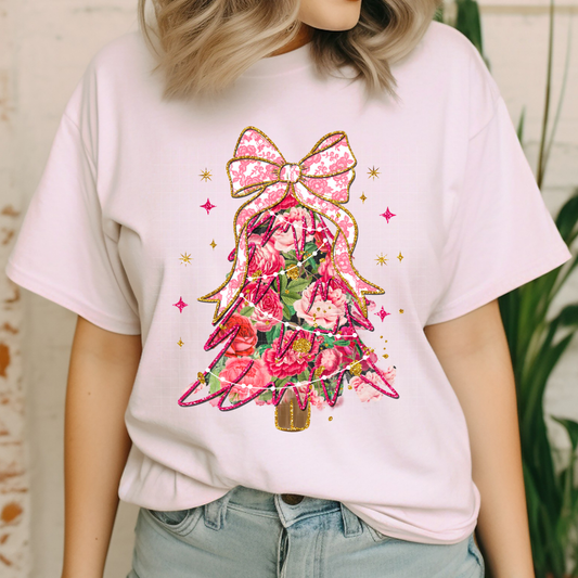 PINK FLORAL TREE - DTF TRANSFER