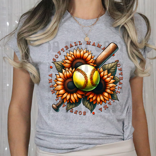 SUNFLOWER SOFTBALL MAMA - DTF TRANSFER