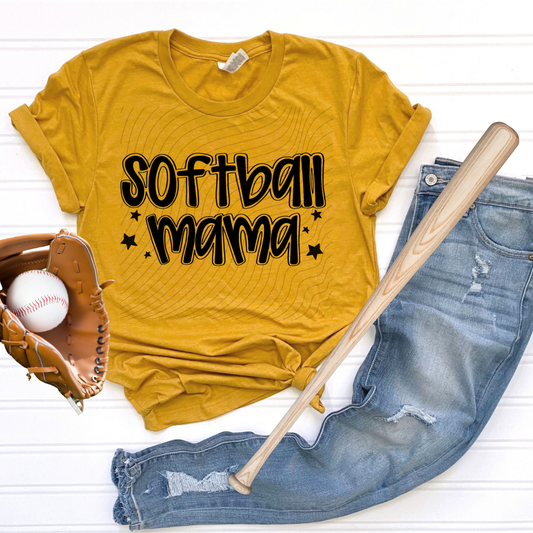 GROOVY SOFTBALL MAMA BLK - DTF TRANSFER