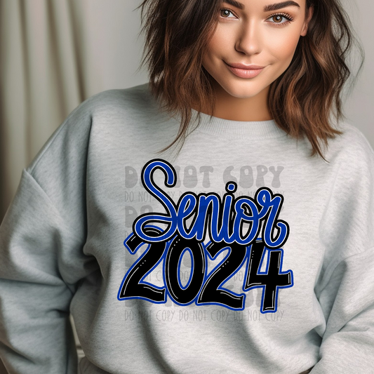 SENIOR 2024 BLUE/BLACK - DTF TRANSFER