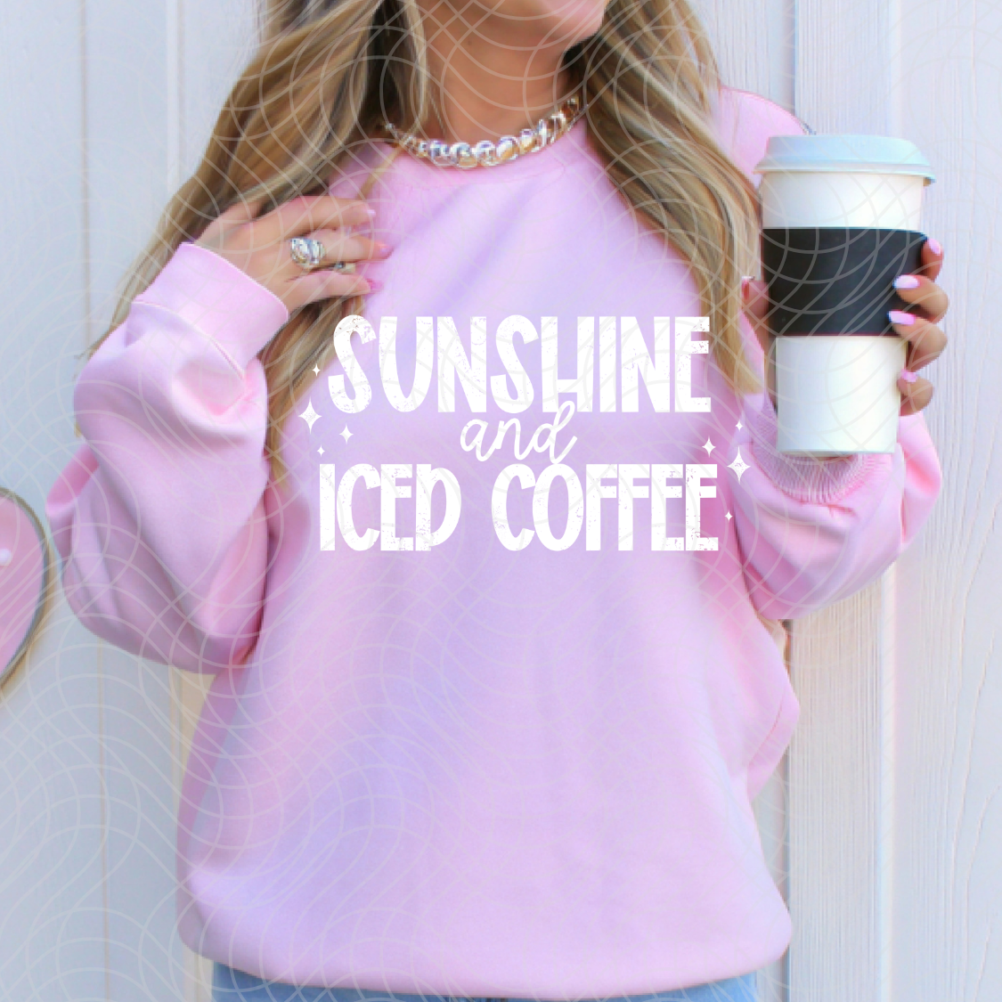 SUNSHINE AND ICED COFFEE WHITE -DTF TRANSFER