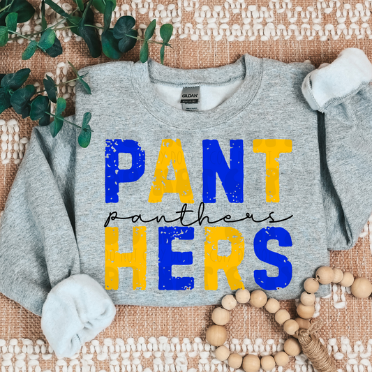 PANT-HERS BLUE GOLD DISTRESSED - DTF TRANSFER